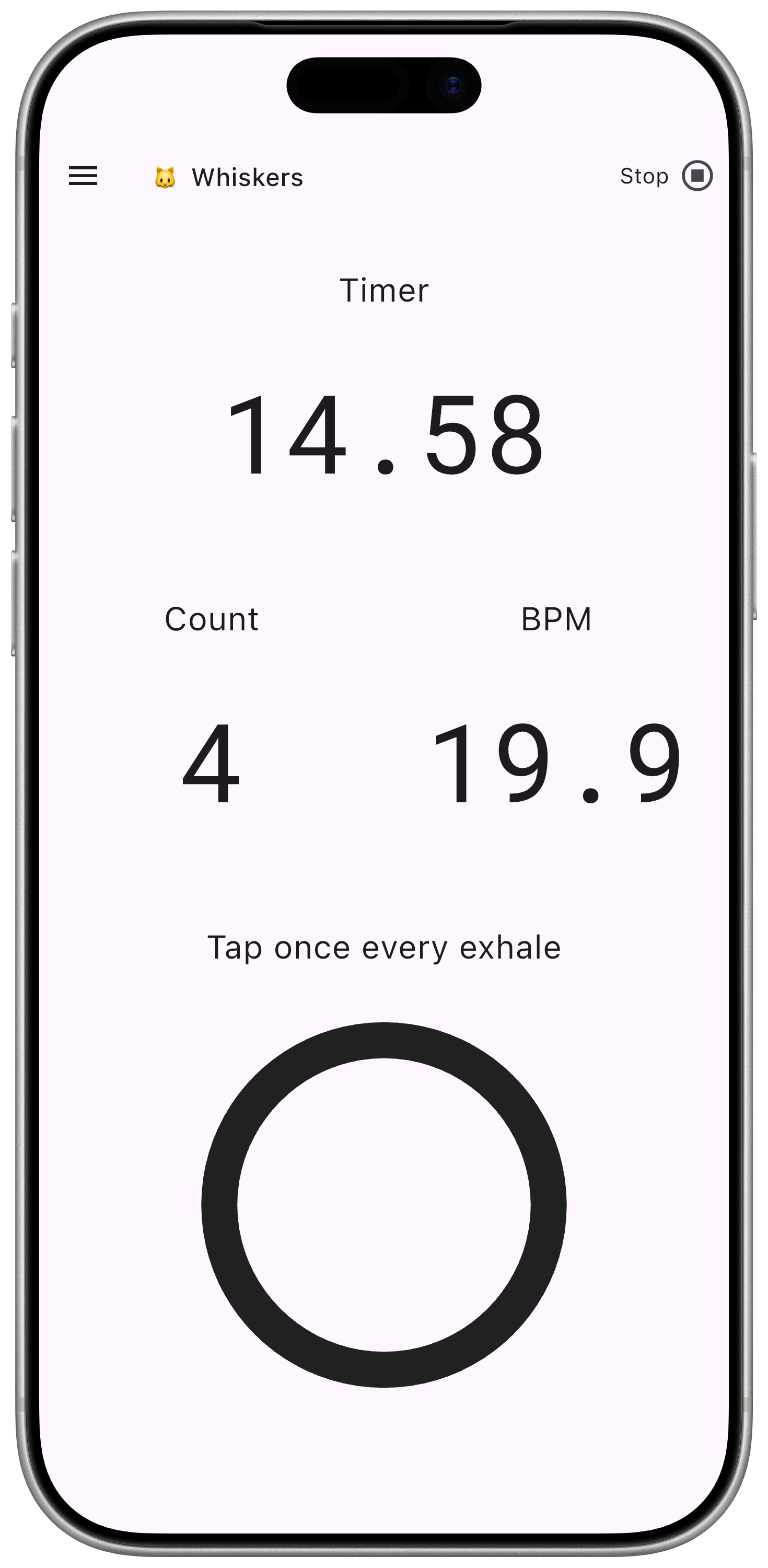 Breaths Per Minute app — measuring breathing rate